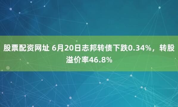股票配资网址 6月20日志邦转债下跌0.34%，转股溢价率46.8%